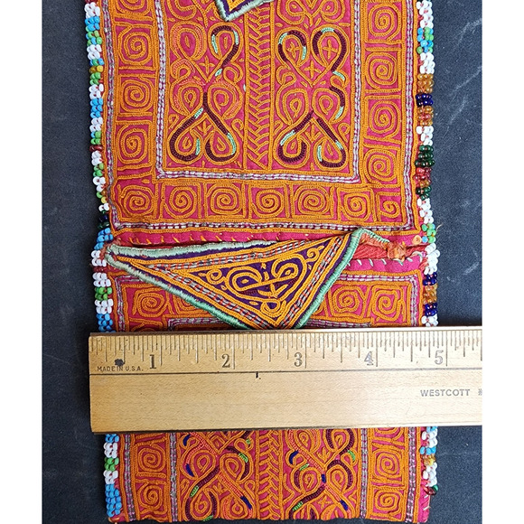 Kuchi Embroidered Pouch Wallet Central Asian Handmade Multi-Color Beads - Picture 4 of 11